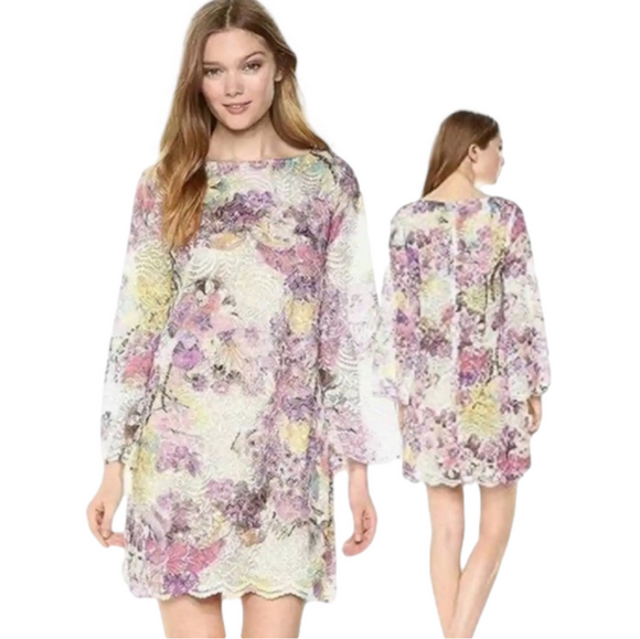 RACHEL Rachel Roy Dresses & Skirts - Rachel Rachel Roy Women’s Purple Multi Color
Printed Lace Dress Size 2